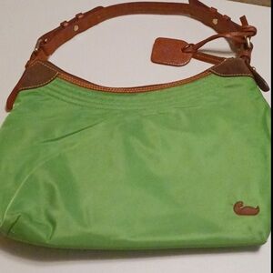 CUTE DOONEY Green Leather Trim Shoulder Bag gently pre loved